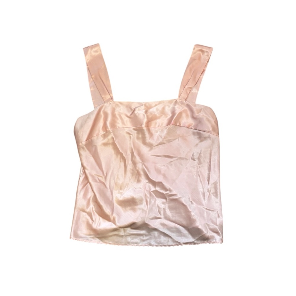 Vintage 70s Satin Babydoll Tank Pink Fairy Dainty L